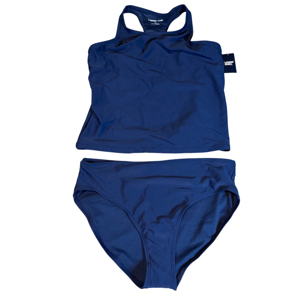 Lands End Girls XL 14-16 Tankini Swimsuit Set Deep Sea Navy LK000360AC NEW